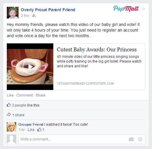 Annoying Facebook Friends: Overly Proud Parent Friend